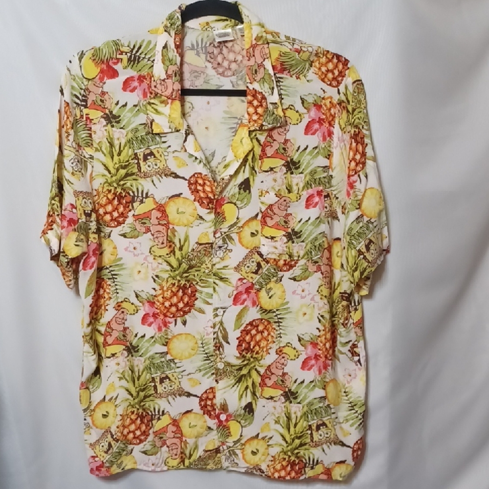 SpongeBob Square Pants Short Sleeve Button Down Shirt. XXL
